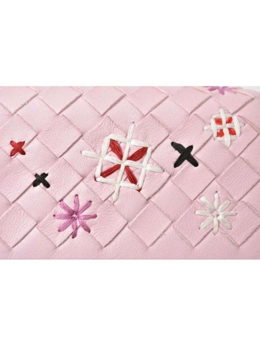 Bottega Veneta Wallet Continental Pink Embroidery